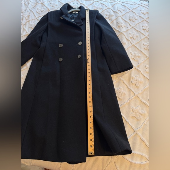 Vintage Central Park International 100% Wool Black Double Breasted Long Coat - Picture 2 of 5